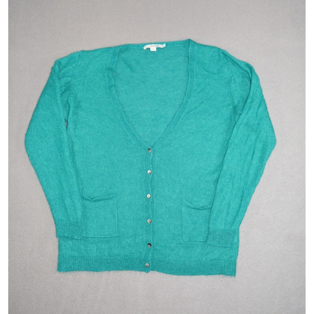 Boden Sweater Womens 16 US Large Blue Mohair Wool Blend Cardigan Lightweight